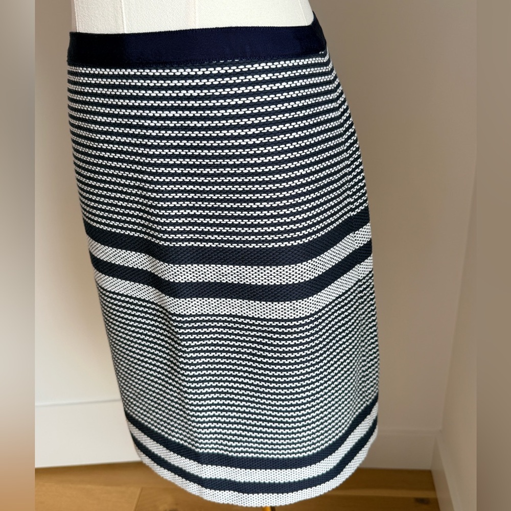 J. Crew Navy and White Striped Pencil Skirt